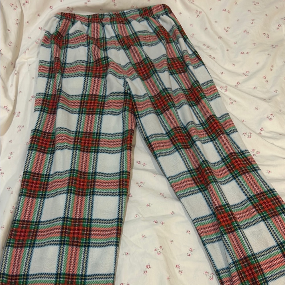 Plaid Pajama Pants in Red, Green, and White